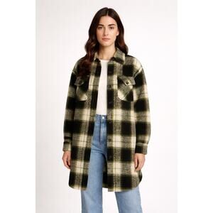 Steve Madden Plaid Shacket Jacket NWT Wool Blend Oversized Cozy Fall Layering